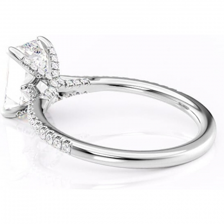 Inel de logodnă Noa din aur Alb 14kt cu moissanite tăietură smarald – Montură pavé rafinată pentru profil înalt | Personalizează și configurează gratuit online [4]