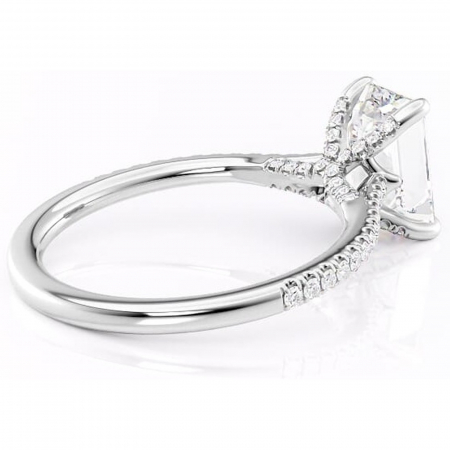 Inel de logodnă Noa din aur Alb 14kt cu moissanite tăietură smarald – Montură pavé rafinată pentru profil înalt | Personalizează și configurează gratuit online [2]