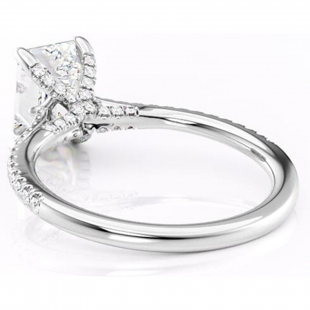 Inel de logodnă Noa din aur Alb 14kt cu moissanite tăietură smarald – Montură pavé rafinată pentru profil înalt | Personalizează și configurează gratuit online [3]