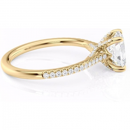 Inel de logodnă Noa din aur Galben 14kt cu moissanite tăietură asscher – Montură pavé rafinată pentru profil înalt | Personalizează și configurează gratuit online [1]