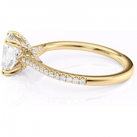 Inel de logodnă Noa din aur Galben 14kt cu moissanite tăietură asscher – Montură pavé rafinată pentru profil înalt | Personalizează și configurează gratuit online [5]