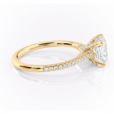 Inel de logodnă Noa din aur Galben 14kt cu moissanite tăietură asscher – Montură pavé rafinată pentru profil înalt | Personalizează și configurează gratuit online [1]