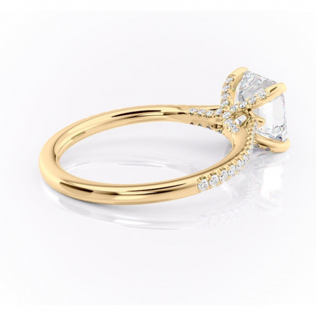 Inel de logodnă Noa din aur Galben 14kt cu moissanite tăietură asscher – Montură pavé rafinată pentru profil înalt | Personalizează și configurează gratuit online [2]