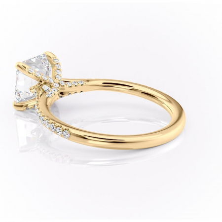 Inel de logodnă Noa din aur Galben 14kt cu moissanite tăietură asscher – Montură pavé rafinată pentru profil înalt | Personalizează și configurează gratuit online [4]