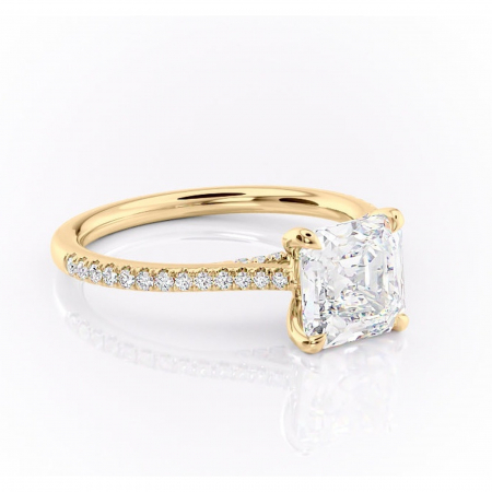Asscher - Inel de logodnă Noa din aur Galben 18kt cu moissanite tăietură asscher – Montură pavé rafinată pentru profil înalt | Personalizează și configurează gratuit online