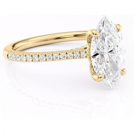 Aur galben - Inel de logodnă Noa din aur Galben 18kt cu moissanite tăietură marquise – Montură pavé rafinată pentru profil înalt | Personalizează și configurează gratuit online