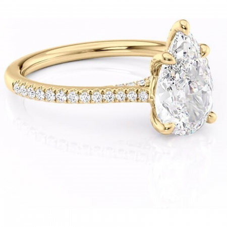 Aur galben - Inel de logodnă Noa din aur Galben 18kt cu moissanite tăietură pară – Montură pavé rafinată pentru profil înalt | Personalizează și configurează gratuit online