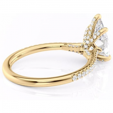 Inel de logodnă Noa din aur Galben 18kt cu moissanite tăietură pară – Montură pavé rafinată pentru profil înalt | Personalizează și configurează gratuit online [2]