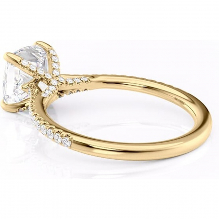 Inel de logodnă Noa din aur Galben 18kt cu moissanite tăietură pernă – Montură pavé rafinată pentru profil înalt | Personalizează și configurează gratuit online [4]