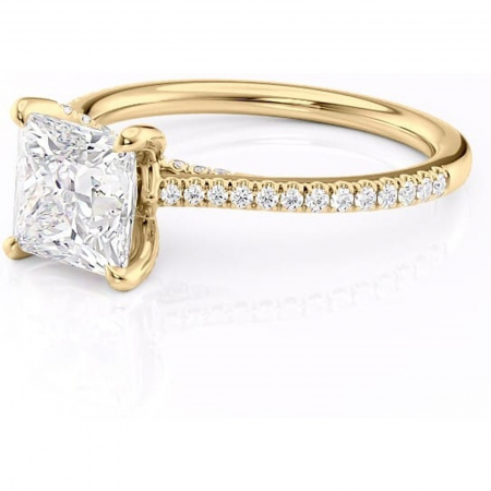 Inel de logodnă Noa din aur Galben 18kt cu moissanite tăietură princess – Montură pavé rafinată pentru profil înalt | Personalizează și configurează gratuit online [6]