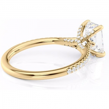 Inel de logodnă Noa din aur Galben 14kt cu moissanite tăietură radiantă – Montură pavé rafinată pentru profil înalt | Personalizează și configurează gratuit online [2]