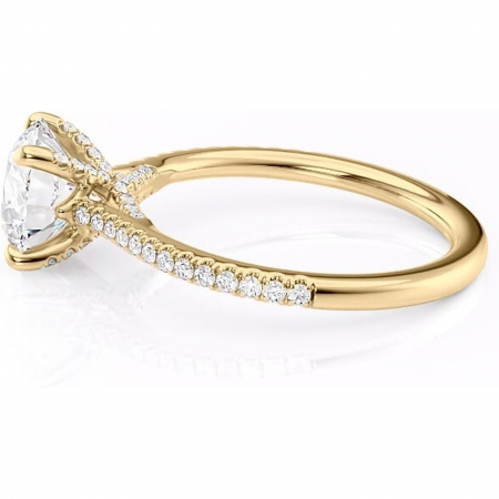 Inel de logodnă Noa din aur Galben 14kt cu moissanite tăietură rotundă – Montură pavé rafinată pentru profil înalt | Personalizează și configurează gratuit online [5]
