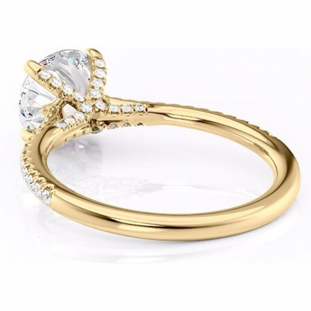 Inel de logodnă Noa din aur Galben 14kt cu moissanite tăietură rotundă – Montură pavé rafinată pentru profil înalt | Personalizează și configurează gratuit online [3]