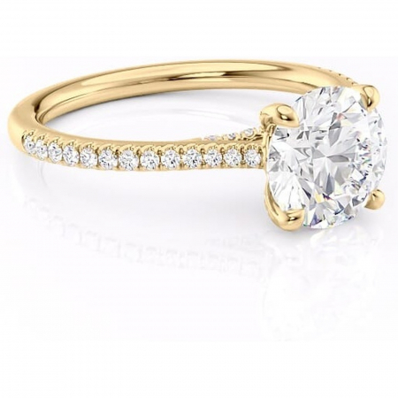 Aur galben - Inel de logodnă Noa din aur Galben 14kt cu moissanite tăietură rotundă – Montură pavé rafinată pentru profil înalt | Personalizează și configurează gratuit online