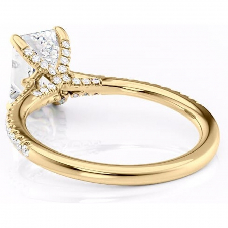 Inel de logodnă Noa din aur Galben 14kt cu moissanite tăietură smarald – Montură pavé rafinată pentru profil înalt | Personalizează și configurează gratuit online [3]