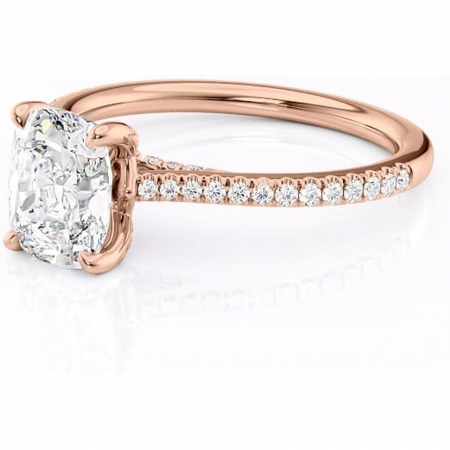 Inel de logodnă Noa din aur Rose 14kt cu moissanite tăietură asscher – Montură pavé rafinată pentru profil înalt | Personalizează și configurează gratuit online [6]