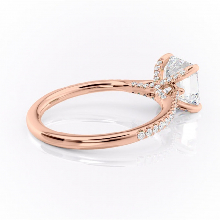 Inel de logodnă Noa din aur Rose 18kt cu moissanite tăietură asscher – Montură pavé rafinată pentru profil înalt | Personalizează și configurează gratuit online [2]
