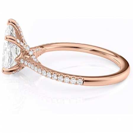 Inel de logodnă Noa din aur Rose 18kt cu moissanite tăietură pară – Montură pavé rafinată pentru profil înalt | Personalizează și configurează gratuit online [5]