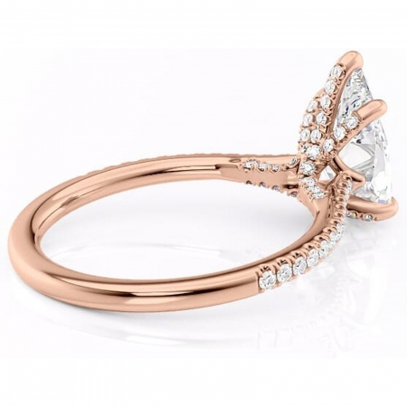 Inel de logodnă Noa din aur Rose 18kt cu moissanite tăietură pară – Montură pavé rafinată pentru profil înalt | Personalizează și configurează gratuit online [2]