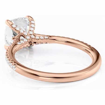 Inel de logodnă Noa din aur Rose 18kt cu moissanite tăietură pernă – Montură pavé rafinată pentru profil înalt | Personalizează și configurează gratuit online [3]
