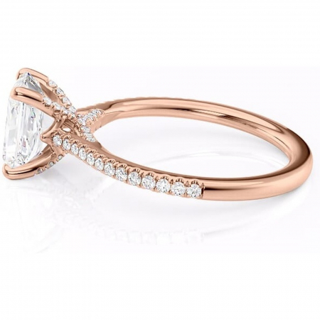 Inel de logodnă Noa din aur Rose 18kt cu moissanite tăietură radiantă – Montură pavé rafinată pentru profil înalt | Personalizează și configurează gratuit online [5]