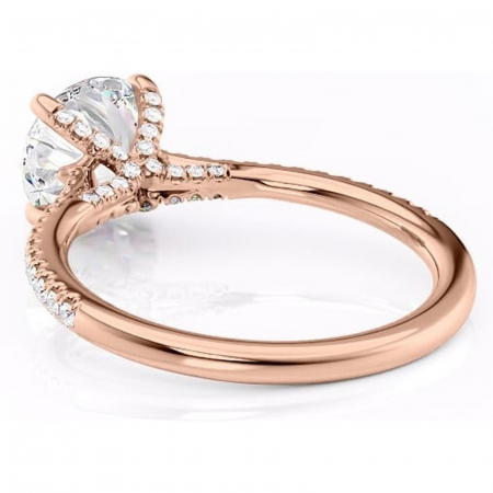 Inel de logodnă Noa din aur Rose 14kt cu moissanite tăietură rotundă – Montură pavé rafinată pentru profil înalt | Personalizează și configurează gratuit online [3]