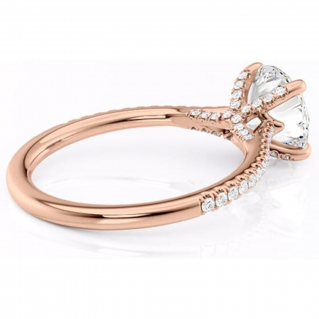 Inel de logodnă Noa din aur Rose 14kt cu moissanite tăietură rotundă – Montură pavé rafinată pentru profil înalt | Personalizează și configurează gratuit online [2]