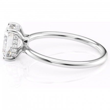 Inel de logodnă Nyla din aur Alb 14kt cu moissanite tăietură pernă – Montură Kamellie joasă rafinată pentru profil jos | Personalizează și configurează gratuit online [5]