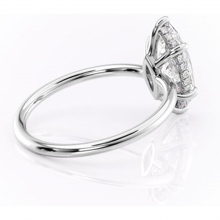 Inel de logodnă Nyla din aur Alb 14kt cu moissanite tăietură marquise – Montură Kamellie joasă rafinată pentru profil jos | Personalizează și configurează gratuit online [2]