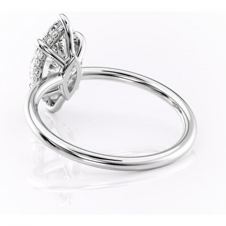 Inel de logodnă Nyla din aur Alb 14kt cu moissanite tăietură marquise – Montură Kamellie joasă rafinată pentru profil jos | Personalizează și configurează gratuit online [3]