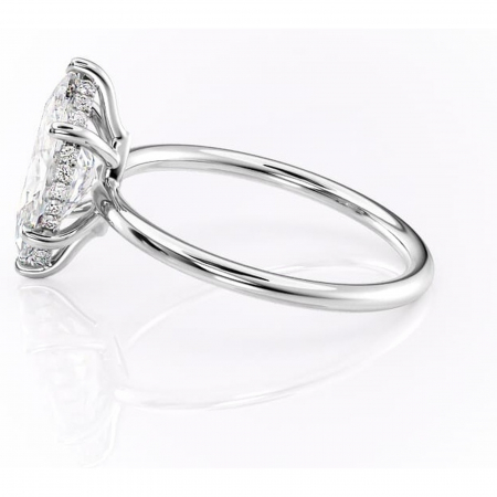 Inel de logodnă Nyla din aur Alb 14kt cu moissanite tăietură marquise – Montură Kamellie joasă rafinată pentru profil jos | Personalizează și configurează gratuit online [5]