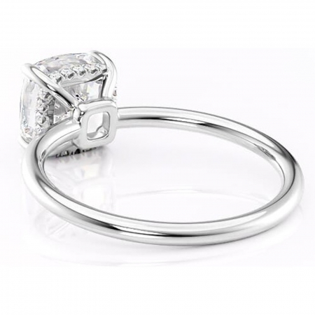 Inel de logodnă Nyla din aur Alb 14kt cu moissanite tăietură pernă – Montură Kamellie joasă rafinată pentru profil jos | Personalizează și configurează gratuit online [3]