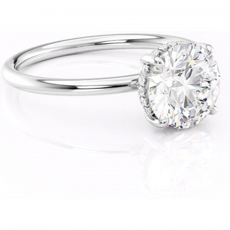 Halo - Inel de logodnă Nyla din aur Alb 14kt cu moissanite tăietură rotundă – Montură Kamellie joasă rafinată pentru profil jos | Personalizează și configurează gratuit online