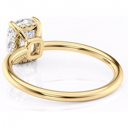 Inel de logodnă Nyla din aur Galben 14kt cu moissanite tăietură pernă – Montură Kamellie joasă rafinată pentru profil jos | Personalizează și configurează gratuit online [3]