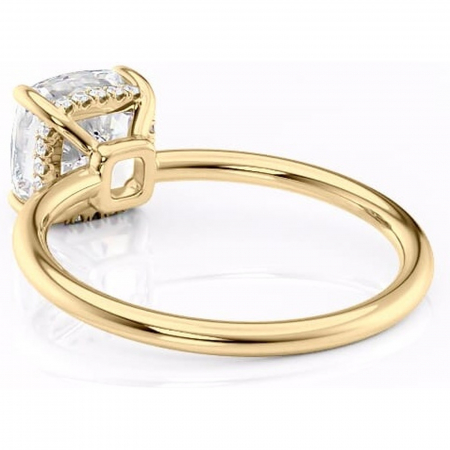 Inel de logodnă Nyla din aur Galben 14kt cu moissanite tăietură pernă – Montură Kamellie joasă rafinată pentru profil jos | Personalizează și configurează gratuit online [3]