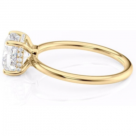 Inel de logodnă Nyla din aur Galben 14kt cu moissanite tăietură pernă – Montură Kamellie joasă rafinată pentru profil jos | Personalizează și configurează gratuit online [5]