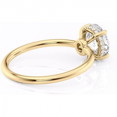 Inel de logodnă Nyla din aur Galben 14kt cu moissanite tăietură rotundă – Montură Kamellie joasă rafinată pentru profil jos | Personalizează și configurează gratuit online [2]