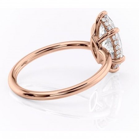 Inel de logodnă Nyla din aur Rose 18kt cu moissanite tăietură marquise – Montură Kamellie joasă rafinată pentru profil jos | Personalizează și configurează gratuit online [2]