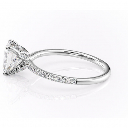 Inel de logodnă Onyxia din aur Alb 14kt cu moissanite tăietură asscher – Montură pavé rafinată pentru profil înalt | Personalizează și configurează gratuit online [5]