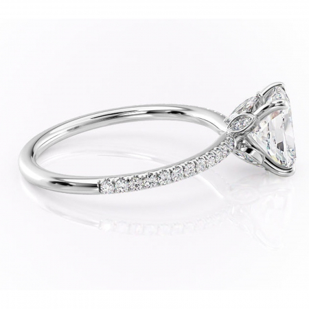 Inel de logodnă Onyxia din aur Alb 14kt cu moissanite tăietură asscher – Montură pavé rafinată pentru profil înalt | Personalizează și configurează gratuit online [1]