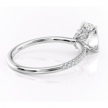 Inel de logodnă Onyxia din aur Alb 14kt cu moissanite tăietură asscher – Montură pavé rafinată pentru profil înalt | Personalizează și configurează gratuit online [2]