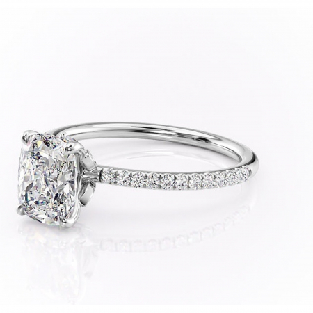 Inel de logodnă Onyxia din aur Alb 14kt cu moissanite tăietură asscher – Montură pavé rafinată pentru profil înalt | Personalizează și configurează gratuit online [6]