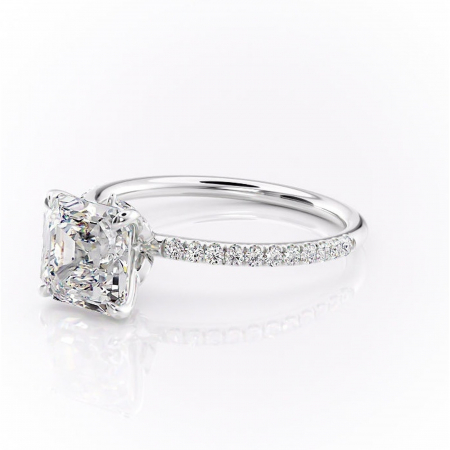 Inel de logodnă Onyxia din aur Alb 14kt cu moissanite tăietură asscher – Montură pavé rafinată pentru profil înalt | Personalizează și configurează gratuit online [6]