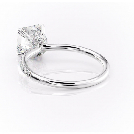 Inel de logodnă Onyxia din aur Alb 14kt cu moissanite tăietură asscher – Montură pavé rafinată pentru profil înalt | Personalizează și configurează gratuit online [3]