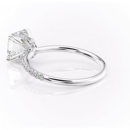 Inel de logodnă Onyxia din aur Alb 14kt cu moissanite tăietură asscher – Montură pavé rafinată pentru profil înalt | Personalizează și configurează gratuit online [4]