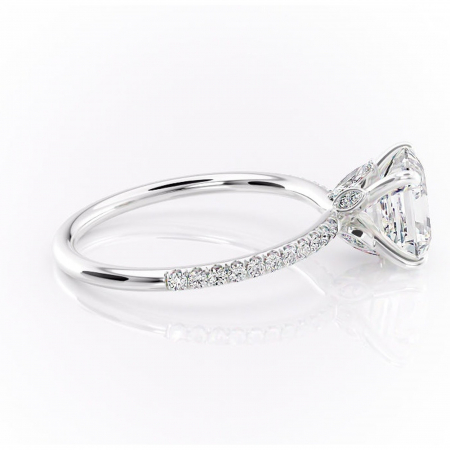 Inel de logodnă Onyxia din aur Alb 14kt cu moissanite tăietură asscher – Montură pavé rafinată pentru profil înalt | Personalizează și configurează gratuit online [1]