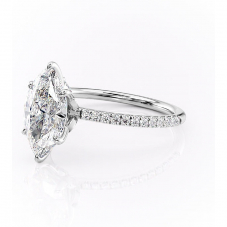 Inel de logodnă Onyxia din aur Alb 14kt cu moissanite tăietură marquise – Montură pavé rafinată pentru profil înalt | Personalizează și configurează gratuit online [6]