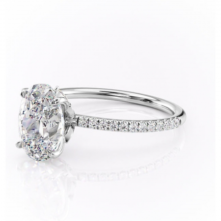 Inel de logodnă Onyxia din aur Alb 14kt cu moissanite tăietură ovală – Montură pavé rafinată pentru profil înalt | Personalizează și configurează gratuit online [6]