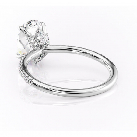 Inel de logodnă Onyxia din aur Alb 14kt cu moissanite tăietură ovală – Montură pavé rafinată pentru profil înalt | Personalizează și configurează gratuit online [3]