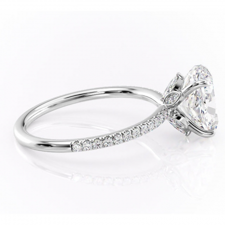 Inel de logodnă Onyxia din aur Alb 14kt cu moissanite tăietură ovală – Montură pavé rafinată pentru profil înalt | Personalizează și configurează gratuit online [1]